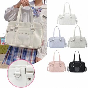 japanese Lolita Heart JK School Uniform Bags Women Leather female Student Handbag Cosplay Anime Love hollow out Shoulder Bag m7gS#