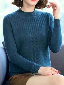 Вязание рубашка в нижней части теплый осенний зимний свитер Новые женщины Половина