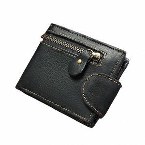 Newsbirds herrplånbok äkta läderväska för män Kreditkortshållare Male Slim Vingate Short Mey S K67E#
