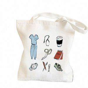 Kobiety Shopper Bags Nursing Essentials Wydrukowane harajuku o dużej pojemności torebki sklepu płócienne kupująca dziewczyna torby na ramię Z0tg#