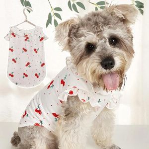 Dog Apparel Pet Costume Cherry Fruit Pattern Flying Sleeve Simple Design Lovely Sweatshirt For Outdoor
