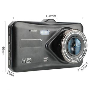 WDR Dual Lens Car DVR Auto DashCam Touch Screen 4" HD 1080P Video Recorder Camera