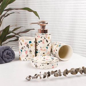 Bath Accessory Set Light Luxury Bathroom Ceramic Toiletries El Home Decoration Lotion Bottle Housewarming Gift Soap Dish Toilet