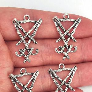 Charms 50pcs Pieczęć Lucyfer Satanic Sigil of Baphomet Metal wisiorek Charm Gothic Dark Pagan Satan Men Men Men Diyjewelry Akcesoria