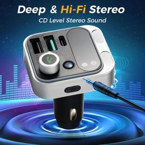 48W Bluetooth Car Adapte Dual Mics Hifi Sound Bluetooth 5.2 FM sändare för bilhand-freer-mottagare PD och QC3.0-billaddare