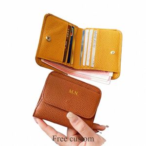 genuine Leather Wallets For Women Custom Initials Cowhide Coin Purse Card Bag Engrave Name DIY Gift Luxury Small Lady Wallet F0ar#