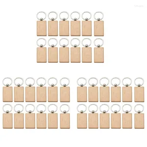 Hooks 36 PCS Tomt Wood Key Chain Rectangle Tags Wood Keychains Ring for DIY Craft