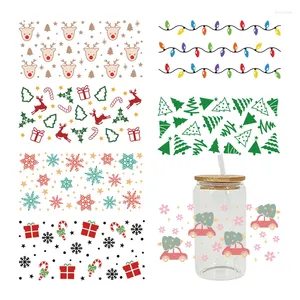 Window Stickers 3D UV DTF Transfers 16oz Cup Wraps Year Merry Christmas Printed For DIY Glass Ceramic Metal Leather Etc. D6082