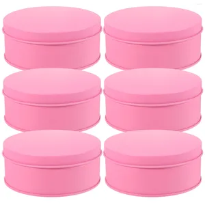 Storage Bottles 6 Pcs Large Tinplate Cookie Candy Gift Packaging Box Metal 6pcs (pink) Container