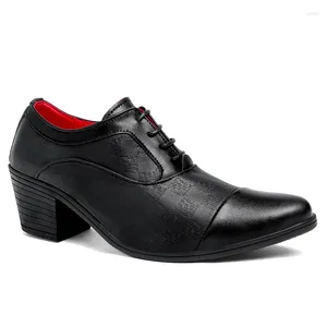 Kleidschuhe Oxford Herren Meeting Hight Heel Business Hochzeit Büro Party Erhöhung 6 cm größer für männliche formelle Schnürung