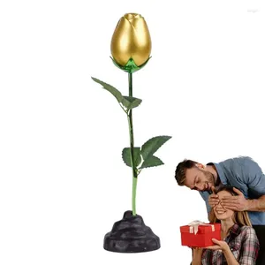 Decorative Flowers Metal Rose Flower Realistic Free-Standing Figure Room Ornaments Fake In Bright Colors For Courtyard