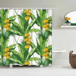 Shower Curtains 3d Bathroom Green Plants Palm Leaf Leaves Waterproof Fabric With 12 Hooks Home Decoration Bath Screen