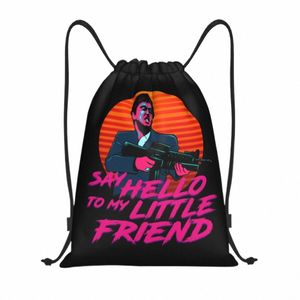 Retro Art Art Scarface Film Torba Torba Portable Gym Sports Sackpack Przywitaj się z moim małym przyjacielem sklep z plecakiem 373x#