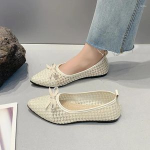 Casual Schuhe 2024 Frühling Sommer Mesh Frauen Spitz Slip Auf Niedrigen Ferse Schuh Frau Mode Damen Weiche Sohle Bogen frauen