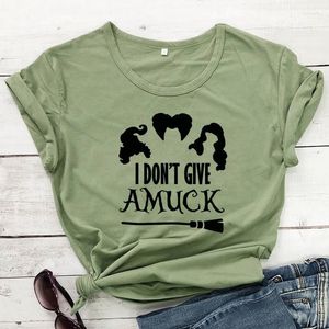 Camiseta feminina eu não dou amuck camiseta engraçada feminina presente de festa de halloween camiseta outono feriado gráfico bruxas camiseta top