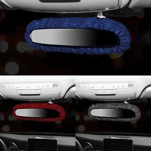 Atualizar couro espelho retrovisor do carro capa charme cristal espelho do carro strass decoração bling carro assessores interior para mulher