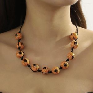 Choker Halloween Pumpkin Spiders Necklac unik charm i benkedja i ögonfångande nackmodesmycken för kvinnor