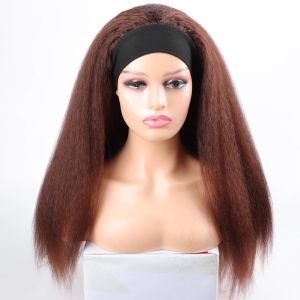 Peruker syntetiska långa kinky rak pannband peruk för svarta kvinnor afro syntetiskt hår cosplay peruk pekband peruk blond svart röd lila