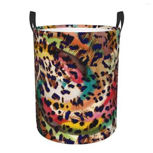 Laundry Bags Basket Animal Print Leopard Texture Cloth Folding Dirty Clothes Toys Storage Bucket Household