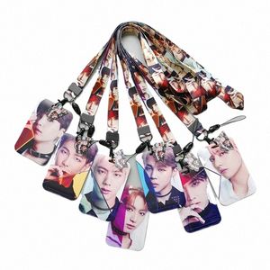 the Korean celebrities Card Holder Badge Anti-Lost Lanyard Student Meal Card Protective Sleeve Bus Card Meal Pendant W4q9#