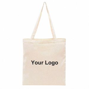 hot Sale Wholesale 100pcs/lot Eco Friendly Cott Shop Canvas Tote Bag with Custom Printed Logo Y07k#