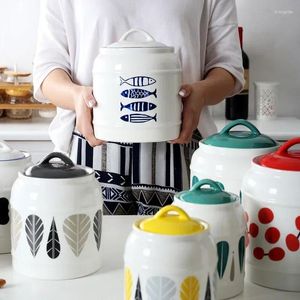 Storage Bottles Tea Milk Coffee Snack Kitchen Cereals Sugar Set Powder Household Ceramic Large-capacity Airtight