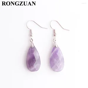 Dangle Earrings Natural Stone Hook Water Drop Amethysts Multifaceted Beads Pendants Earring Healing For Women Fashion Jewelry TR3270