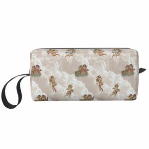 Renaissance Aesthet Angel Pattern Travel Cosmetic Bag for Women Eesthetic toalettmety Makeup Organizer Lady Storage Dopp Kit 96J0#