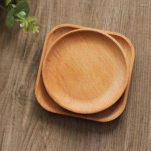 Decorative Figurines 12 CM Wooden Tray Baby Divided Plate Snack For Restaurant Beach Food Dessert Kitchen Japaneses Style