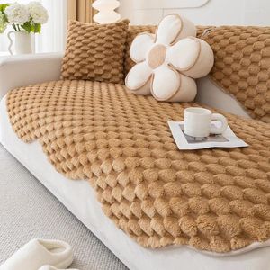 Stol täcker honungskaka sammet soffa kudde förtjockad fast färg 1/2/3 sits slipcover soffkombination antislip fåtölj