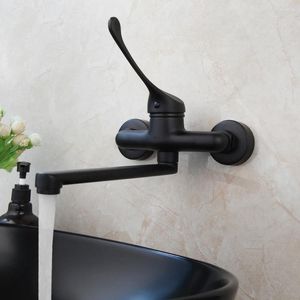 Rubinetti per lavabo bagno Rubinetto per lavabo nero per miscelatore moderno a 1 foro Rubinetti per acqua e freddo a parete