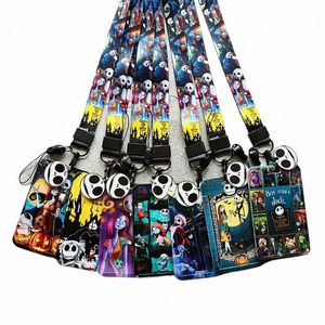 The Nightmare Before Christmas ID Badge Holder Lanyards Pendant Door Card Holders Neck Strap Jack Skell KeyChain Credential H6ZT#