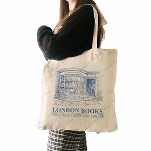 1 PC LD Book Independent Book Shop Ld Pattern Tote Bag Canvas Shoulder Bag For Travel Daily Commute Women's Shop Bag 66QQ#