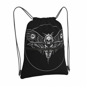 Surrealistiska dödsgammen dragskonväskor ryggsäckar påse påse skolan anpassad sträng design harajuku minimalistisk skolsko på väska sport n9aa#