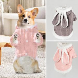 Abbigliamento per cani Vestiti per animali domestici Cappotto caldo morbido e confortevole Decorazioni per orecchie carine Giacca per cani e gatti per la stagione fredda