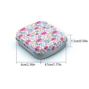 Ny Mini Flower Rectangular Tom Tin Container Metal Storage Box Candy Pill Cases for Home Organizer Cosmetic Jewelry Container