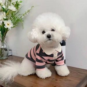 Vestuário de cachorro roupas schnauzer teddy york shire polo camisa outono listrado pet t-shirt traje macio pulôver terno para filhote de cachorro