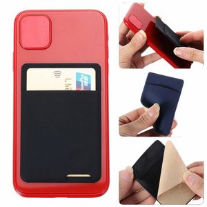 9.5 * 6.5 centimetri Donne Fi autoadesiva elastica Silice Cell Phe Pocket Wallet Case Men ID Porta carte di credito Pocket Stick J6X3 #