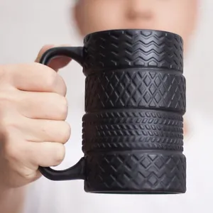 Mugs 350ml Creative Tire Ceramic Mug Large Capacity Porcelain Coffee Milk Tea Black Cups Novelty Gifts