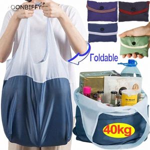 foldable Eco-Friendly Supermarket Shop Bag Large Capacity Shoulder Bags Grocery Food Package Waterproof Folding New Handbag O49X#