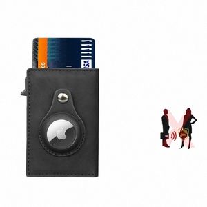 2024 dla Apple Airtag Portfel Men Fibre Fi ID Uchwyt karty kredytowej RFID Slim Airtag Slajd Portfel Presenter Posiadacz karty D5MY#