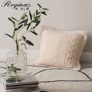 Kudde Regina Nordic Twist Chunky Knit Case Hem Dekorativ Beige Cyan Gray Pink Soffa Bed Chair Soft Acrylic Cover 45
