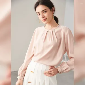 Women's Blouses Tops Silk Floral Office Formal Casual Dress Shirts Plus Large Size Spring Summer Sexy Haut Femme Round Neck