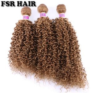 Weave Afro Kinky curly Hair Weave Golden Color Hair 3 pcs/lot 210 Gram Ombre Synthetic hair bundle for women