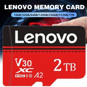 Lenovo High Speed ​​Memory Card 128 GB 2TB 1TB 512 GB 256 GB 64 GB 32 GB Klass 10 Vattentät Memoria Micro TF SD -kort för telefonkamera