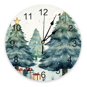 Wall Clocks Christmas Tree Gift Box Round Clock Modern Design Kitchen Hanging Watch Home Decor Silent