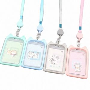1pc Card Holder with Retractable Reel Lanyard Bank Identity Bus ID Card Badge Holder Cute Carto Credit Cover Case Kids Gift D9d4#