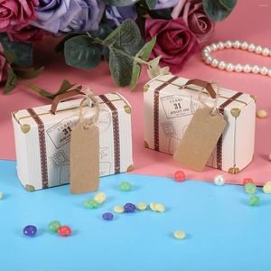 Envoltório de presente 50pcs / set romance mini mala elegante portátil papelão caixa de doces festa de casamento decoração de aniversário