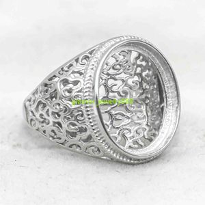 Sterling silver 13*18/14*17/18*23/18*25mm Semi mount man ring blank bar bezel setting S925 mountain base without stone DIY Inlay