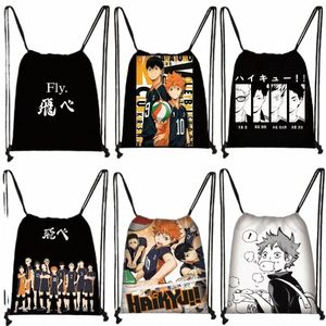 anime Haikyuu!Saco de cordão Oya Oya Oya Haikyuu Mochila Hinata Shoyo Hinata Fly Sacos de viagem de armazenamento alto Bolsa de ombro para meninas E3Zf #